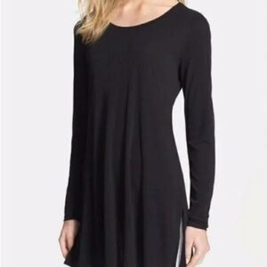 Eileen Fisher 100% Silk Renew Black Long Sleeve Tunic Shirt Size Small